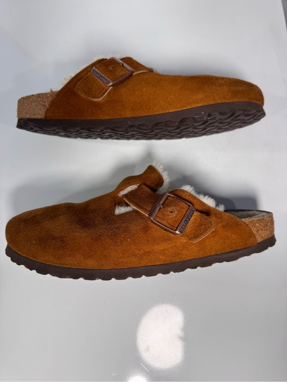 Birkenstock Boston Shearling Mink Suede Clogs EU 41 US W10–10.5 M8–8.5 Narrow
